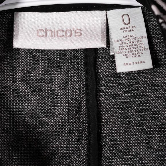 Chico's Women's Jacket Animal Print Stretch Full Zip Mock Neck Pockets 0 US S/4 - Picture 3 of 9